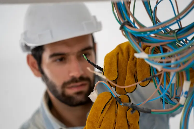Tecnico elettricista al lavoro a Ghedi